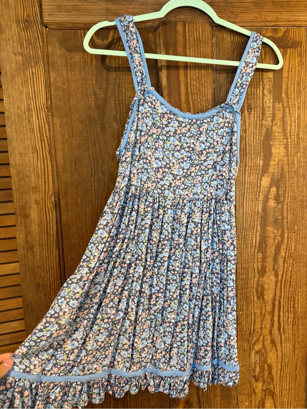 American Eagle Outfitters Blue Floral Tie-Back Sundress